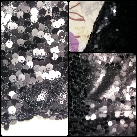 Black Matte Sequin Cropped Open Blazer - Picture 7 of 7